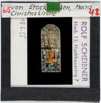 Vorschaubild Mainz: Christuskirche, Glasfenster, von Stockhausen, aufgenommen 18.6.1955 